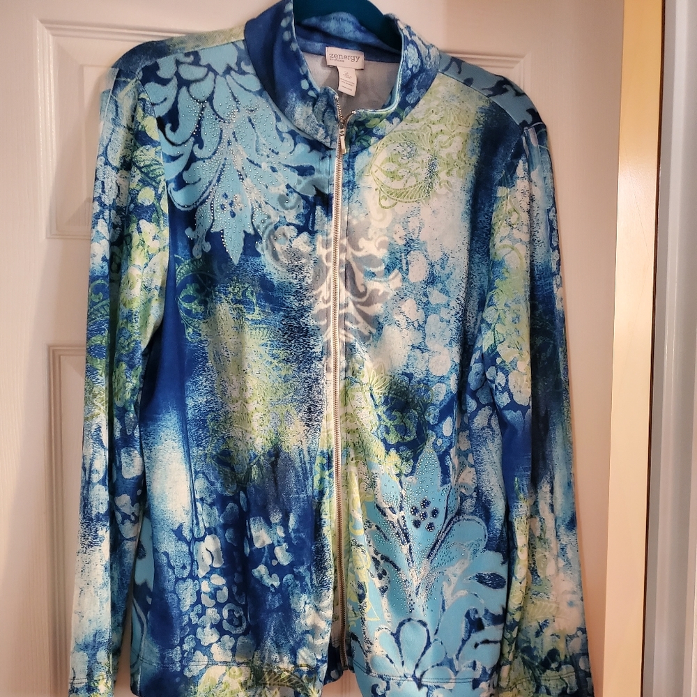 ZENERGY stretchy blue print jacket